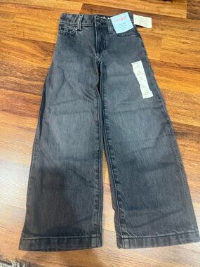 Cat & Jack Little Girls Black Wide-Leg Mid Rise Jeans Size 5 Slim